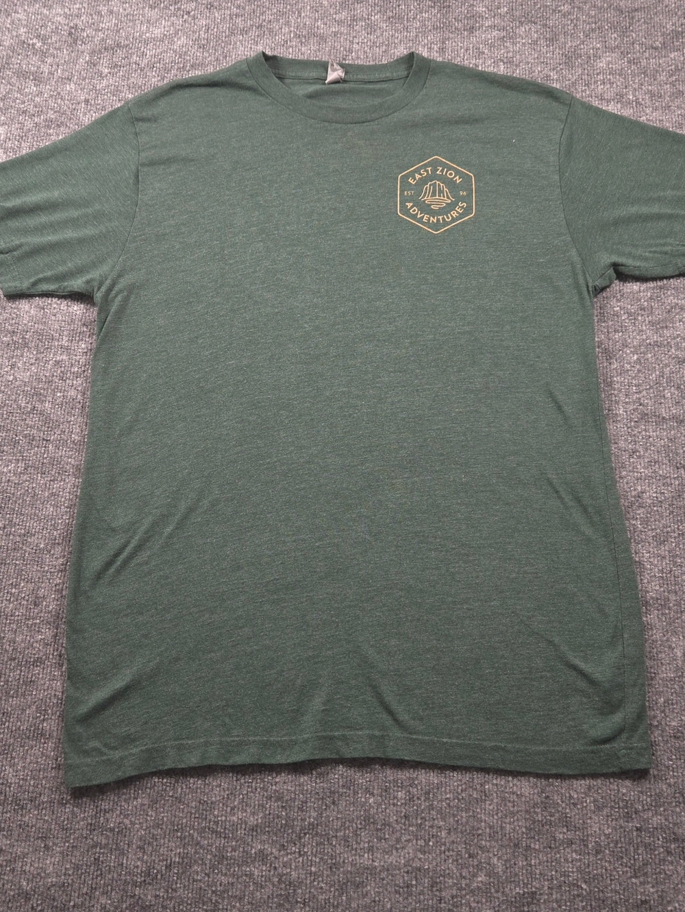 Next Level Apparel Men's Green Short Sleeve Tee with Yellow Chest Logo